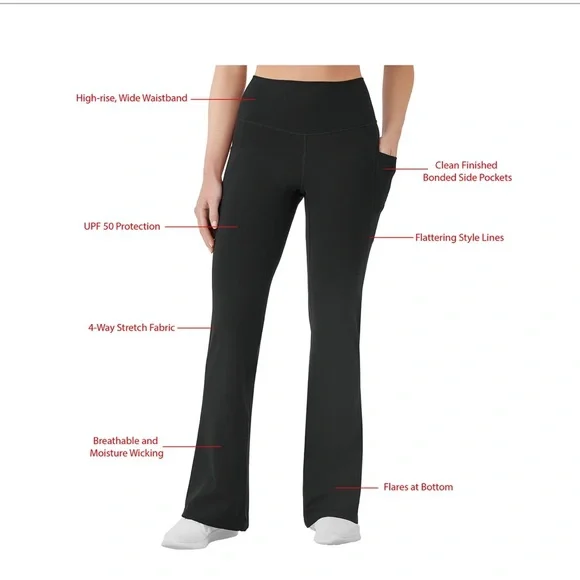 Yoga Black Boot Cut Pants with Stretchy Fabric for Casual Wear - Picture 4 of 7